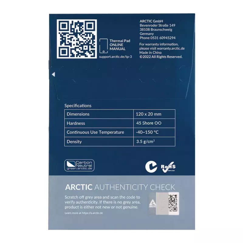 Pad térmico ARCTIC TP-3 Premium Performance 120 x 20 mm, 1 mm