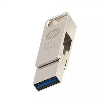 Pen drive HP x206C 32 GB, USB Type-A/Type-C, USB 3.2 Gen 1, Swivel, prateado