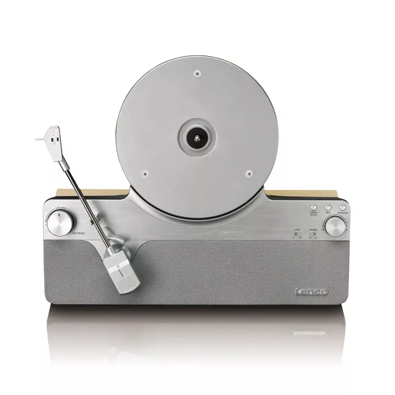 Gira-discos de áudio com acionamento por correia Lenco LSA-071SI, totalmente automático, cinzento, Bluetooth, 3,5 mm, 10 W