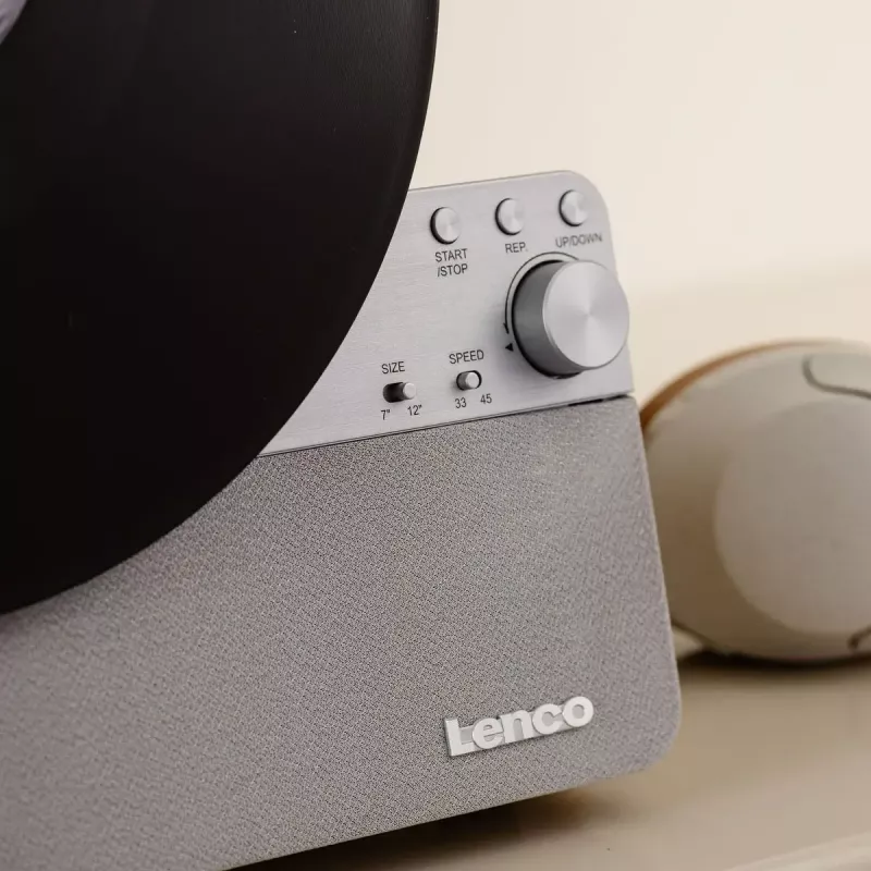 Gira-discos de áudio com acionamento por correia Lenco LSA-071SI, totalmente automático, cinzento, Bluetooth, 3,5 mm, 10 W
