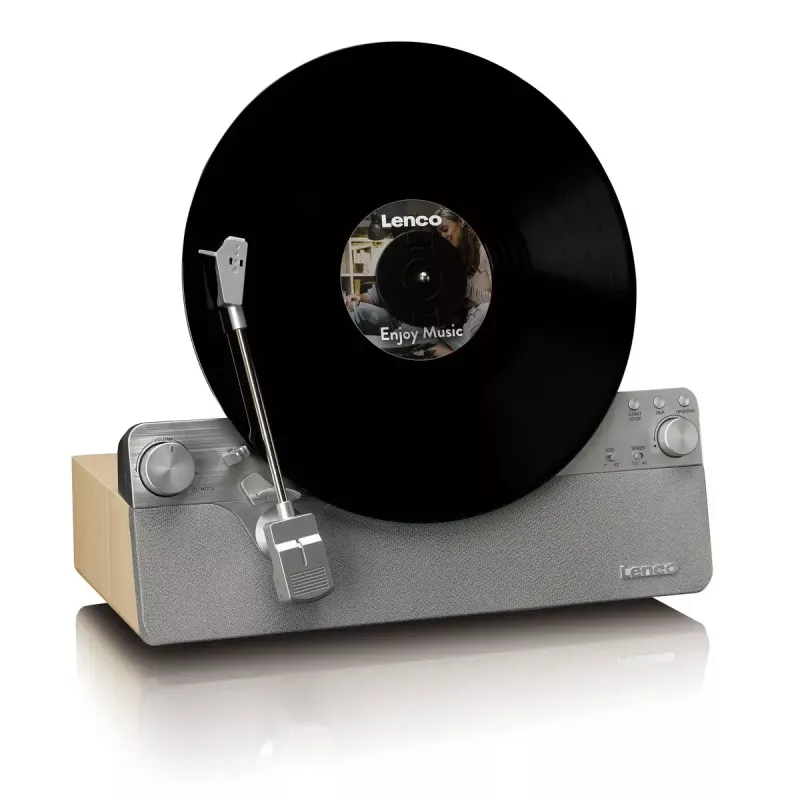 Gira-discos de áudio com acionamento por correia Lenco LSA-071SI, totalmente automático, cinzento, Bluetooth, 3,5 mm, 10 W