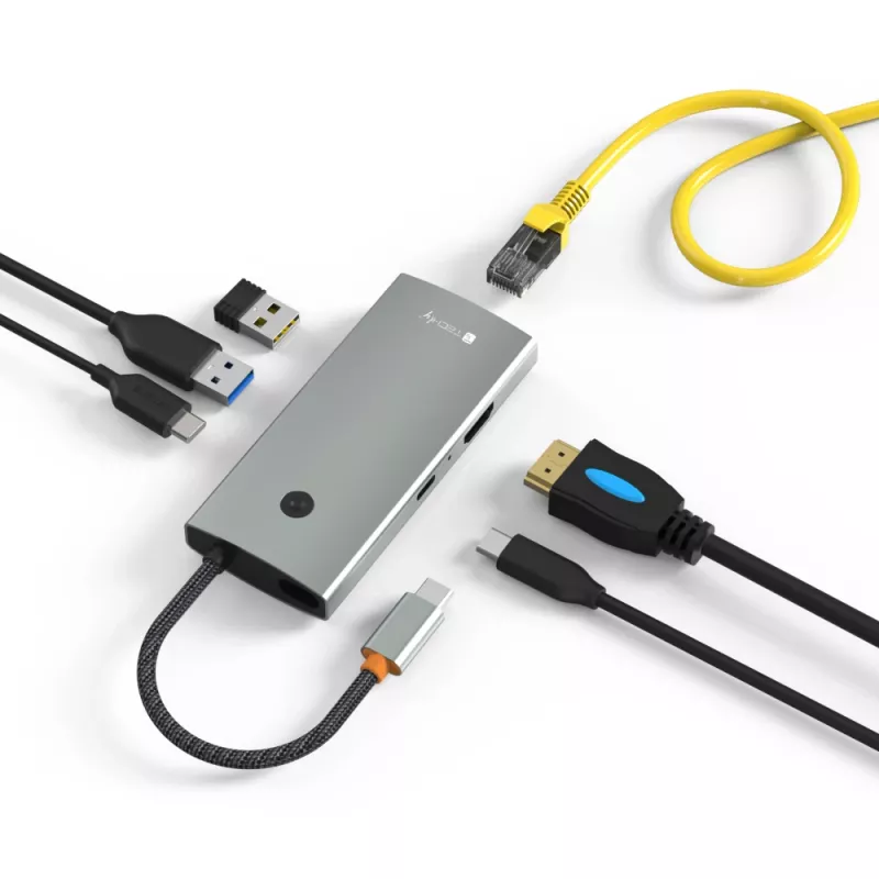Techly IUSB32C-HUB6HPDI Hub de interfaces USB 3.2 Gen 1 (3.1 Gen 1) Type-C 5000 Mbit/s alumínio