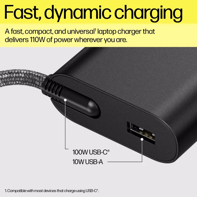 Carregador para portátil HP 110W USB-C, Portátil, Interior, 43 - 63 Hz, 110 W, 5V/9V/12V/15V/20V, 1,6 A