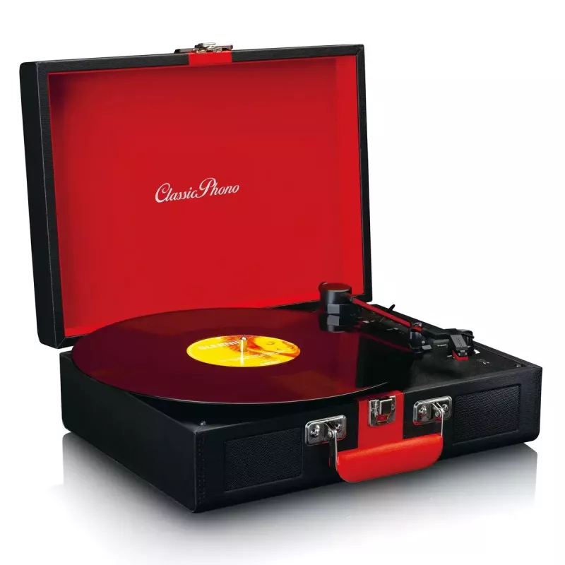 Gira-discos áudio com acionamento por correia Lenco TT-110 Preto Vermelho Semiautomático