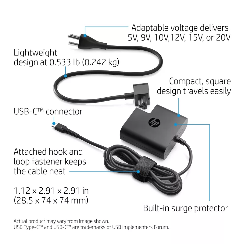 HP X7W50AA 65W SFF transformador USB-C, EURO