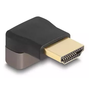 Adaptador HDMI DeLOCK ficha para conector fêmea 90° dobrado para cima 8K 60 Hz cinzento metal