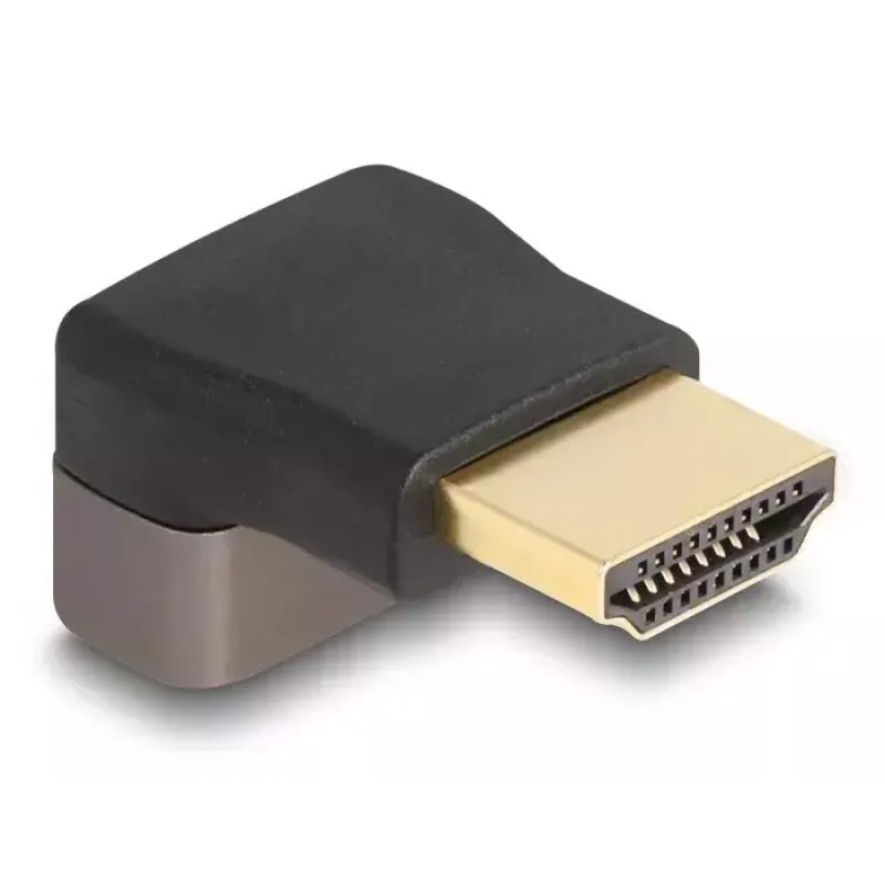 Adaptador HDMI DeLOCK ficha para conector fêmea 90° dobrado para cima 8K 60 Hz cinzento metal