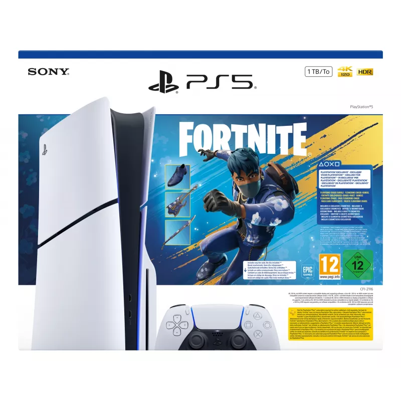 Sony PlayStation 5 - Pacote Fortnite Flowering Chaos 1 TB Wi-Fi preto, branco