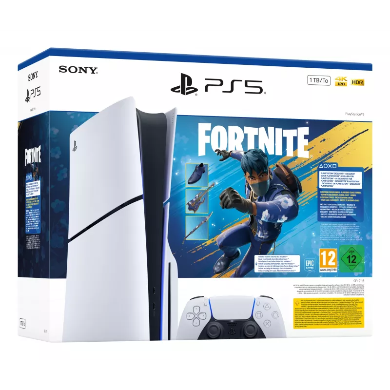 Sony PlayStation 5 - Pacote Fortnite Flowering Chaos 1 TB Wi-Fi preto, branco