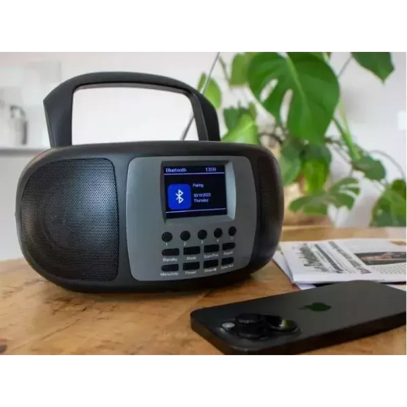 Rádio portátil DAB+/FM Lenco SCD-860 com Bluetooth, leitor de CD, ecrã TFT de 2,4 polegadas, 2×2W, AUX, pilha/fonte de alimentação