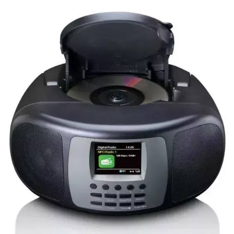 Rádio portátil DAB+/FM Lenco SCD-860 com Bluetooth, leitor de CD, ecrã TFT de 2,4 polegadas, 2×2W, AUX, pilha/fonte de alimentação