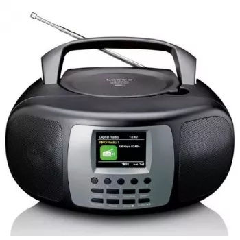 Rádio portátil DAB+/FM Lenco SCD-860 com Bluetooth, leitor de CD, ecrã TFT de 2,4 polegadas, 2×2W, AUX, pilha/fonte de alimentação