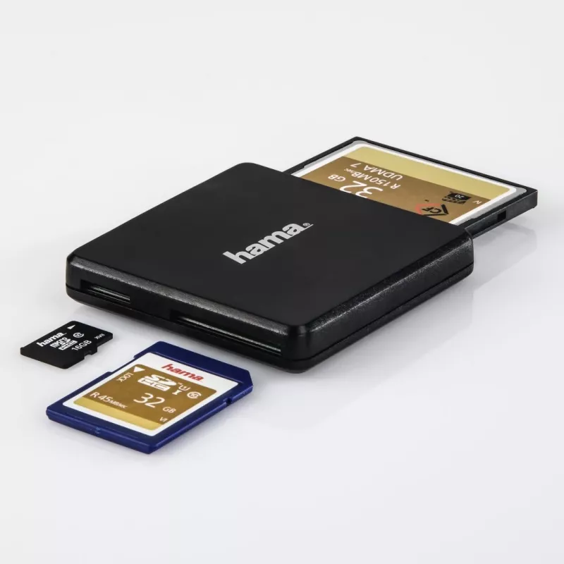 Hama leitor de cartões múltiplos USB 3.0, SD/microSD/CF, preto