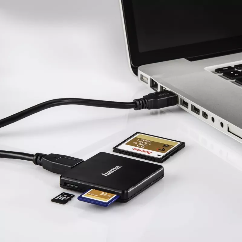 Hama leitor de cartões múltiplos USB 3.0, SD/microSD/CF, preto