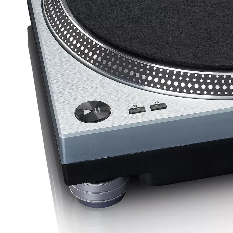 Gira-discos de acionamento direto Lenco L-3809ME — manual, USB Type-A, azul metálico