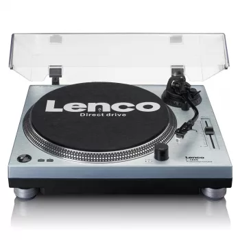 Gira-discos de acionamento direto Lenco L-3809ME — manual, USB Type-A, azul metálico
