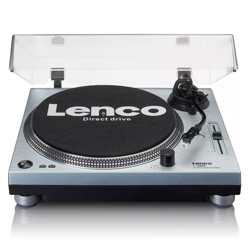Gira-discos de acionamento direto Lenco L-3809ME — manual, USB Type-A, azul metálico