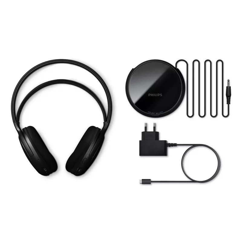 Auscultadores/headset Philips SHC5200M2/12 sem fios com arco de cabeça para TV USB Type-C preto