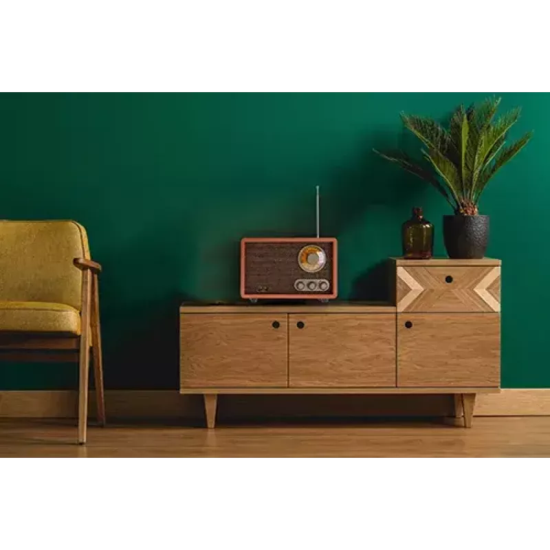 Rádio portátil Adler AD 1171 – AM/FM, 10 W RMS, Bluetooth, antena externa, bronze, 290×200×172 mm
