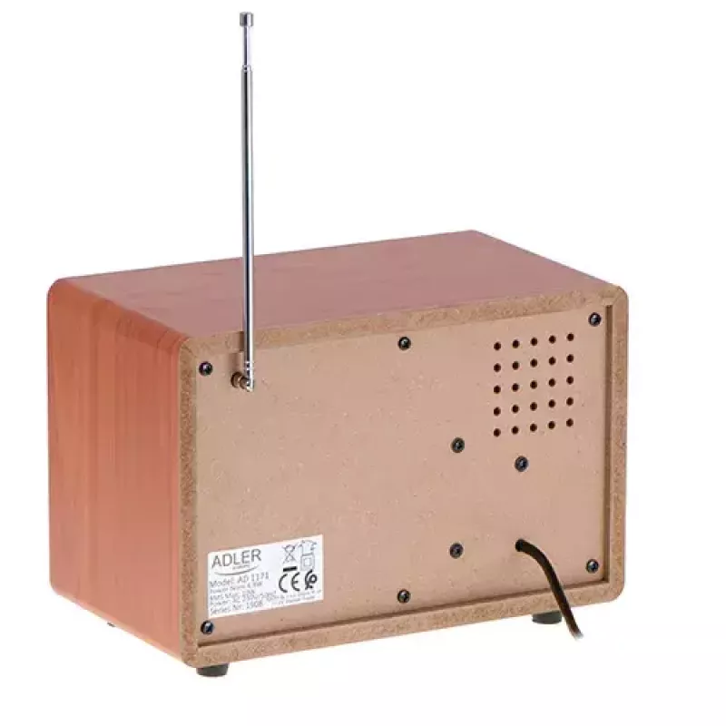 Rádio portátil Adler AD 1171 – AM/FM, 10 W RMS, Bluetooth, antena externa, bronze, 290×200×172 mm