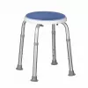 Banco de duche giratório ActionMed KP400AM – banco de duche redondo compacto giratório, altura ajustável, 4 pernas, pés antiderrapantes, prateado