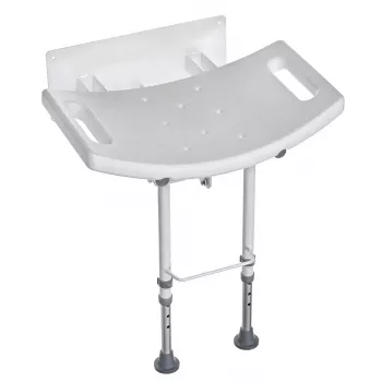 Cadeira de duche rebatível para montagem na parede ActionMed KP600AM — branco, assento ergonómico, pés antiderrapantes ajustáveis, 3 kg