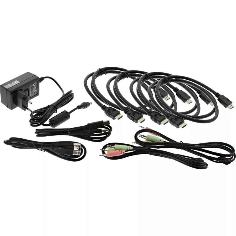 Comutador KVM de secretária InLine 62652I 2 portas monitor duplo HDMI 4K USB 3.0 áudio