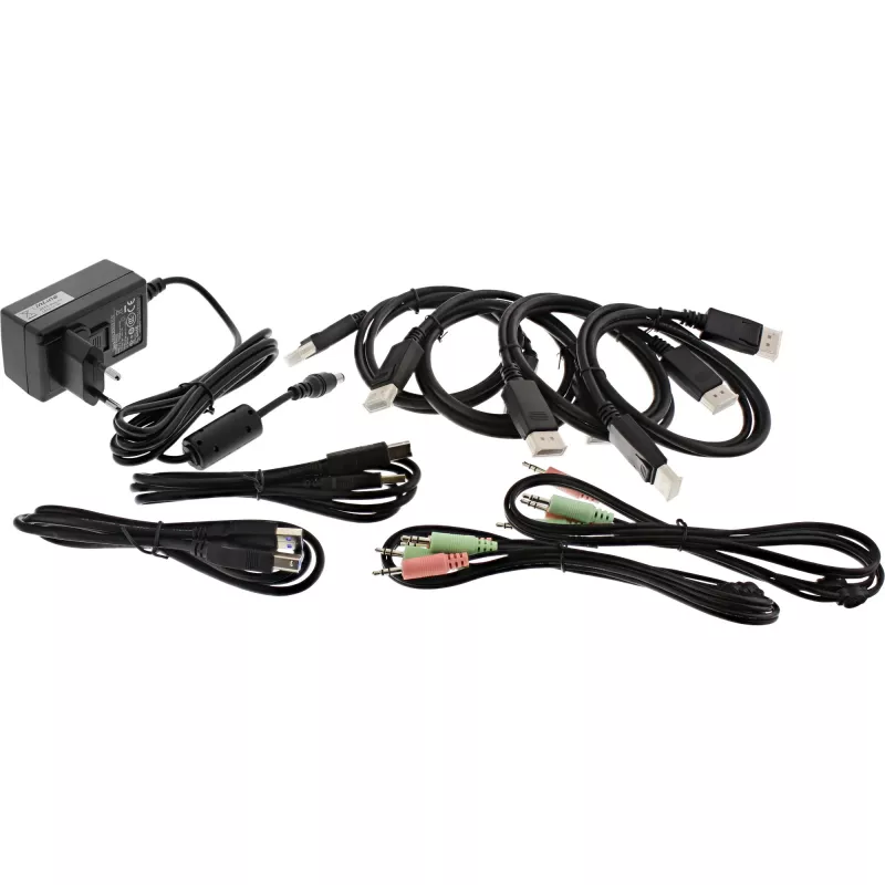 Comutador KVM de secretária InLine, 2 portas, monitor duplo DP 1.2, 4K, USB 3.0, áudio