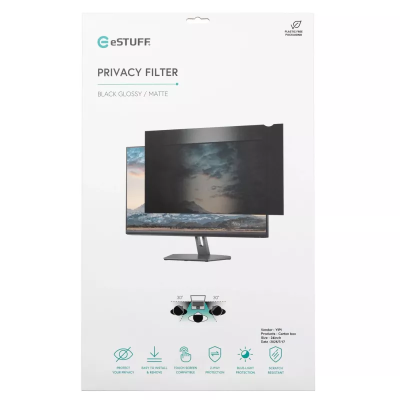 Filtro de privacidade eSTUFF GLBB27598337 68,6 cm (27 polegadas) monitor filtro de privacidade sem moldura