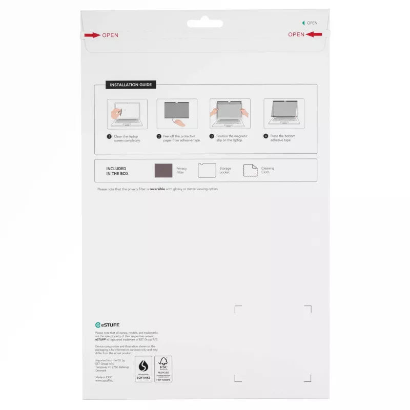Película de privacidade eSTUFF GLBMMB16-21 40,6 cm (16 polegadas) portátil película de privacidade com moldura
