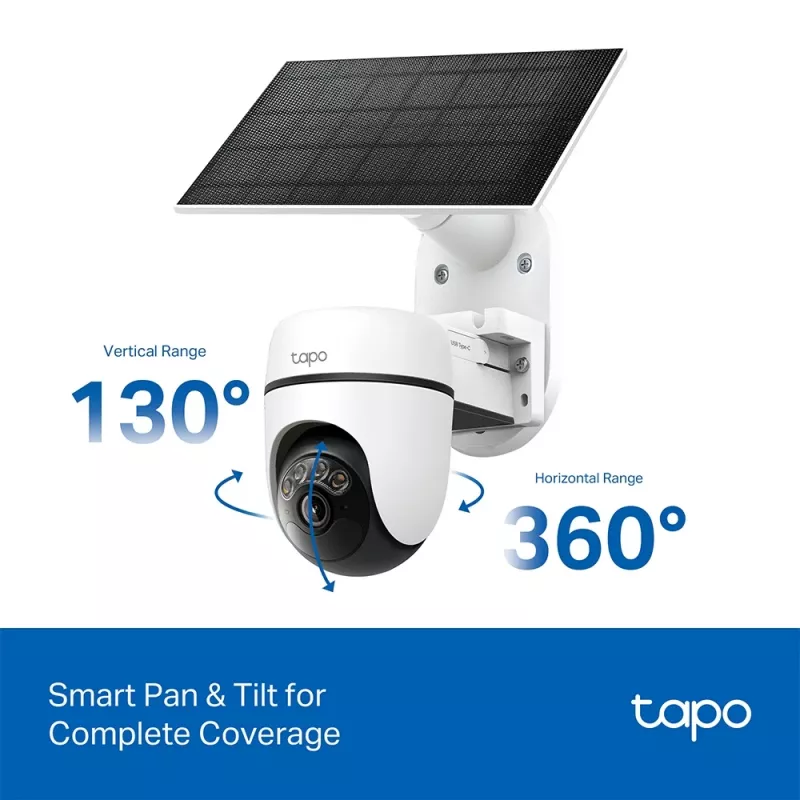 TP-Link Tapo Kit de câmara de segurança com painel/tilt alimentada por energia solar