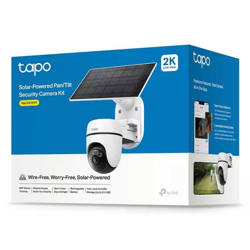 TP-Link Tapo Kit de câmara de segurança com painel/tilt alimentada por energia solar