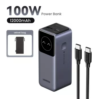 Powerbank portátil Ugreen 12000mAh 100W carregamento rápido