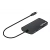 Manhattan Dock/Hub USB-C com leitor de cartões, ligações (x5): Ethernet, USB-A (3) e USB-C, 5 Gbit/s (USB 3.2 Gen1 também conhecido como USB 3.0), com Power Delivery (100W) para a ligação USB-C (Nota: requer fonte de alimentação USB-C e cabo USB-C adicionais), universal para todos os dispositivos, alumínio