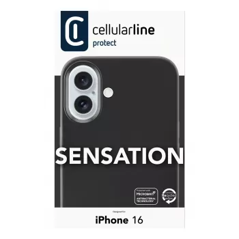 Cellularline Sensation – capa para iPhone 16 em silicone soft-touch, capa, Apple, iPhone 16, 15,5 cm (6,1 polegadas), preto
