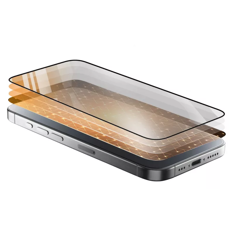 Cellularline Fortified Xtreme Glass - iPhone 16 vidro temperado ultrarresistente com bordas reforçadas, fácil de aplicar e extremamente resistente