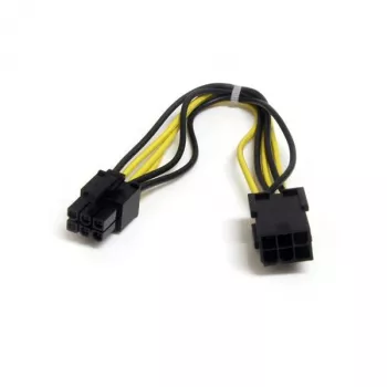 StarTech.com cabo de extensão de alimentação PCI Express de 8in 6 pinos, PCI-E (6 pinos), PCI-E (6 pinos), 0,15 m, ficha, conector fêmea, preto, amarelo