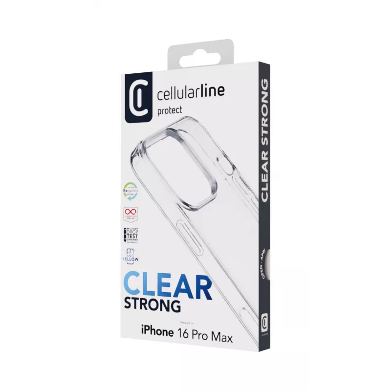 Cellularline Clear Protect – Capa rígida para iPhone 16 Pro Max com bordas de borracha