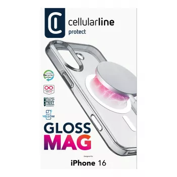 Cellularline Gloss Mag – Capa magnética para iPhone 16 para carregar e fixar no carregador MagSafe