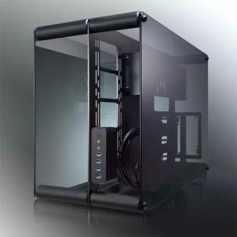 RAIJINTEK Paean caixa de PC de secretária – preto transparente, ATX/Micro-ATX/Mini-ITX, 4x USB 3.2 Gen1, 3x3,5 polegadas + 3x2,5 polegadas baías
