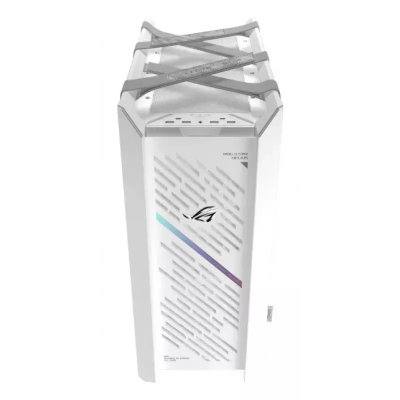 Caixa de PC ASUS ROG Strix Helios II Midi Tower branco — suporta EATX/ATX/Micro-ATX/Mini-ITX, 3x140mm frente + 1x140mm traseira, 2×3,5 polegadas + 4×2,5 polegadas baías, vidro temperado