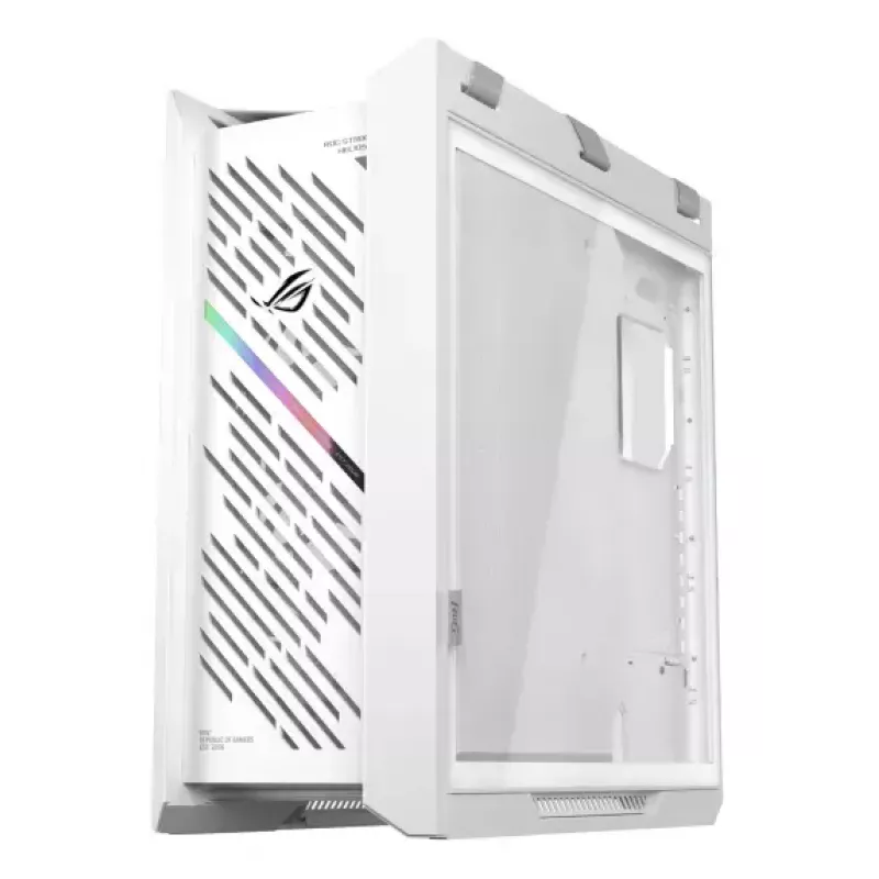 Caixa de PC ASUS ROG Strix Helios II Midi Tower branco — suporta EATX/ATX/Micro-ATX/Mini-ITX, 3x140mm frente + 1x140mm traseira, 2×3,5 polegadas + 4×2,5 polegadas baías, vidro temperado