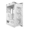 Caixa de PC ASUS ROG Strix Helios II Midi Tower branco — suporta EATX/ATX/Micro-ATX/Mini-ITX, 3x140mm frente + 1x140mm traseira, 2×3,5 polegadas + 4×2,5 polegadas baías, vidro temperado