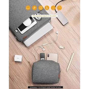 Mala sleeve Inateck LB01006 para portáteis de 35,6 cm (14 polegadas), cinzento, superfície monocromática