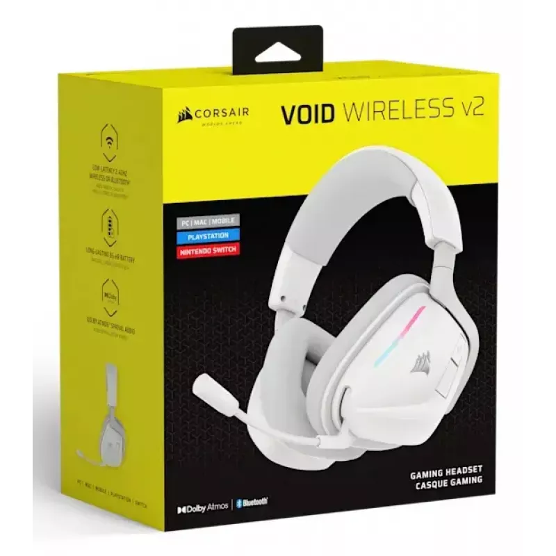 Headset Corsair VOID WIRELESS v2 Com fios e sem fios Bluetooth Branco
