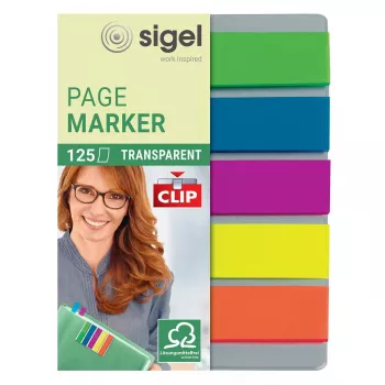 Marcador de livro Sigel HN610 marcador de livro flexível azul verde laranja violeta amarelo