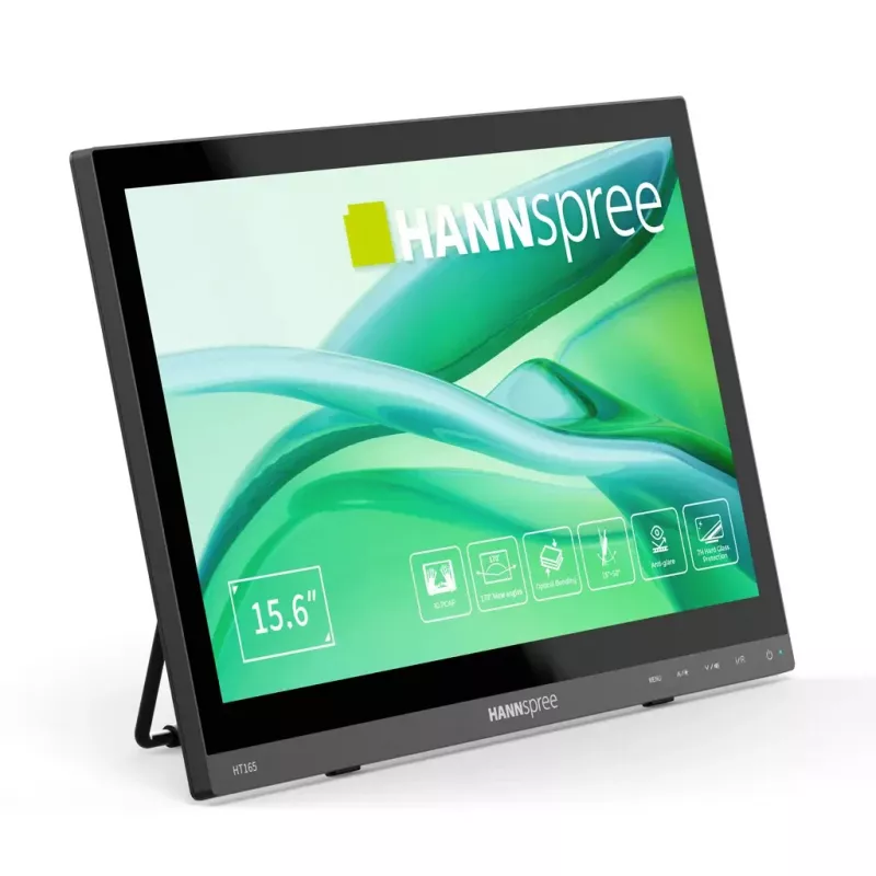 HANNspree HT165HPB Monitor tátil LCD IPS Full HD de 39,6 cm (15,6 polegadas) 1920×1080, 15 ms, VESA, Altifalantes, Preto