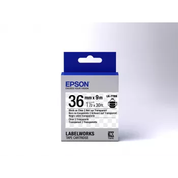 Cartucho de etiquetas Epson transparente LK-7TBN preto/transparente 36 mm (9 m)
