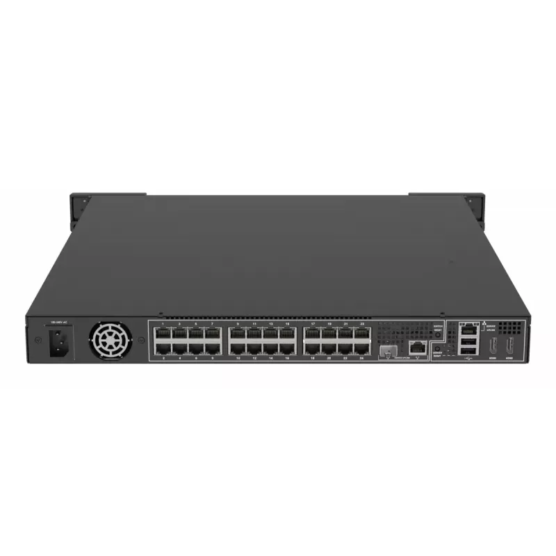 Gravador de vídeo em rede AXIS S2224 Mk II 1U preto — 24 canais, até 7680×4320, 6 TB HDD, 256 GB SSD, RAID 0/1/10