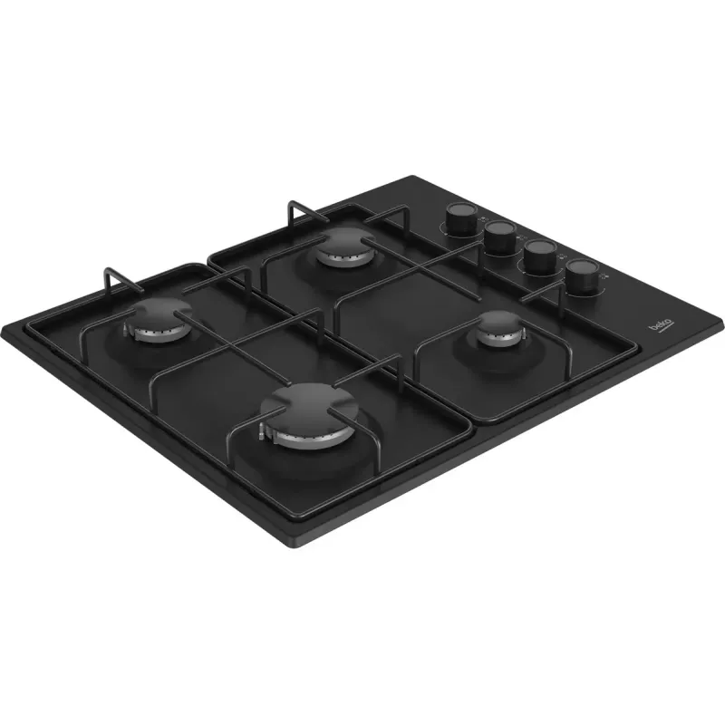 Placa de cozinha a gás encastrada Beko HIBG64120SB, 4 zonas, controlo mecânico